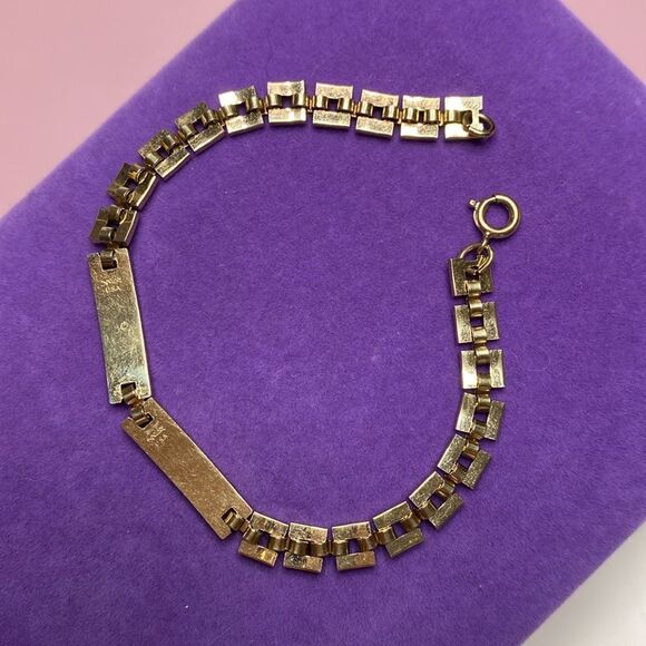 💛 Vintage Speidel Gold Plated ID Plate Bracelet - Picture 2 of 4